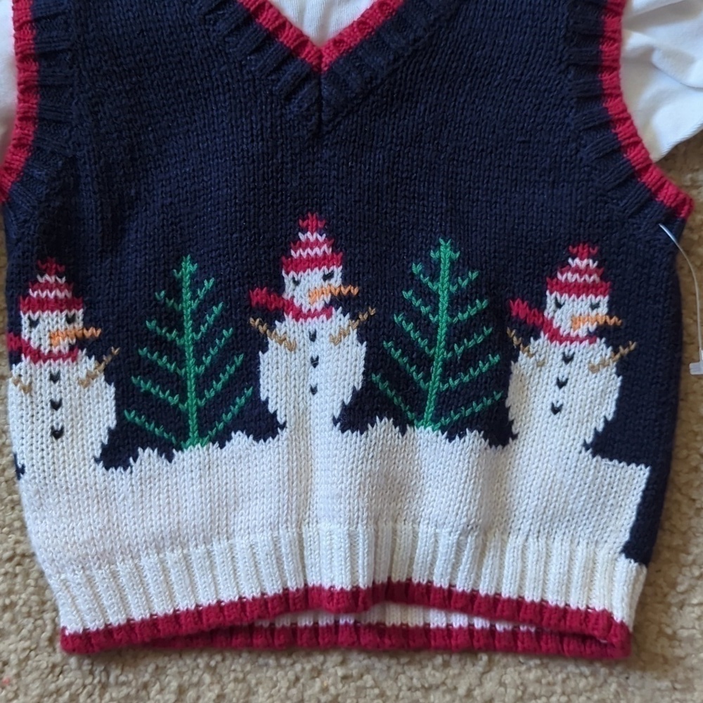 New with Tags Great Guy Vintage Snowman Sweater Vest & Long Sleeve Shirt Sz 3-6 - Picture 2 of 5